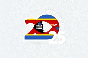 New Year 2025 for Swaziland on snowflake background. vector