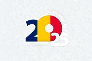 New Year 2025 for Chad on snowflake background. vector