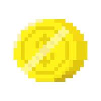 Retro 8bit pixel art golden coin for games 90s design vector