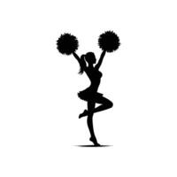 Cheerleading Pose Silhouette with Two Pom Poms Ready for Performance vector