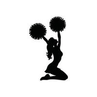 Cheerleading Silhouette with Pom Poms in Dynamic Pose for Sports Event vector