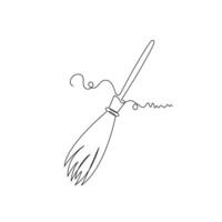 illustration of broom one continuous line art. line, simple, hand drawn and sketch style. for icon, symbol, sign or logo vector