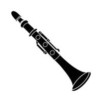 Minimalist black silhouette of a clarinet on a white background. vector