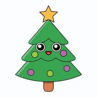 A christmas tree with a face and a star vector
