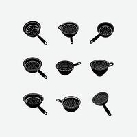 Explore this kitchen element bundle, complete with silhouettes, line art, and cartoon clipart for creative projects. vector