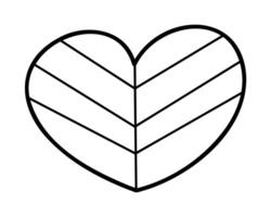 A striped heart divided in two. Clip art hand draw illustration. vector