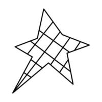 Five-pointed star in a checkered pattern. Clip art doodle illustration. vector