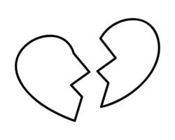 A heart broken into two halves. Clip art doodle illustration. vector