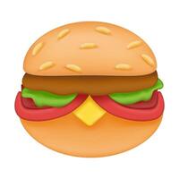 3D Hamburger isolated on white background vector