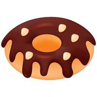 3D Chocolate donut on white background vector