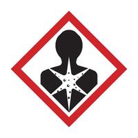 A red and black sign with a person in the center vector