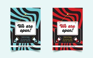 We Are Open Now Flyer Design Template vector