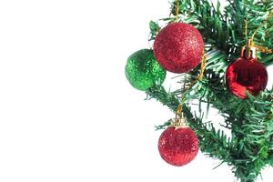 Christmas tree with red and green ornaments photo