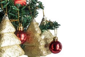 Christmas tree decorations on a white background photo
