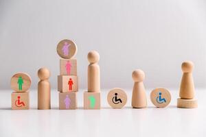 Concept of diversity, inclusion and equality promotes community integration, where every person, regardless of disability, is embraced through teamwork and equity in colourful, supportive environment photo