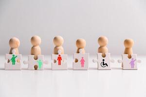 Concept of diversity, inclusion and equality promotes community integration, where every person, regardless of disability, is embraced through teamwork and equity in colourful, supportive environment photo