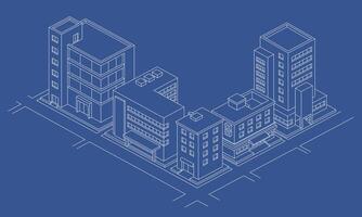 Outline building isometric design. Suitable for cityscape background. vector