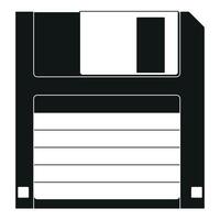 Floppy disk - black and white illustration of floppy diskette, isolated on white background vector