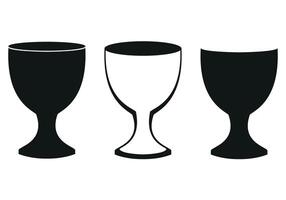 chalice, set of black and white illustration of a cup, isolated on white background vector