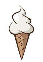 ice cream - lemon soft serve ice cream in a cone, color illustration isolated on white background vector