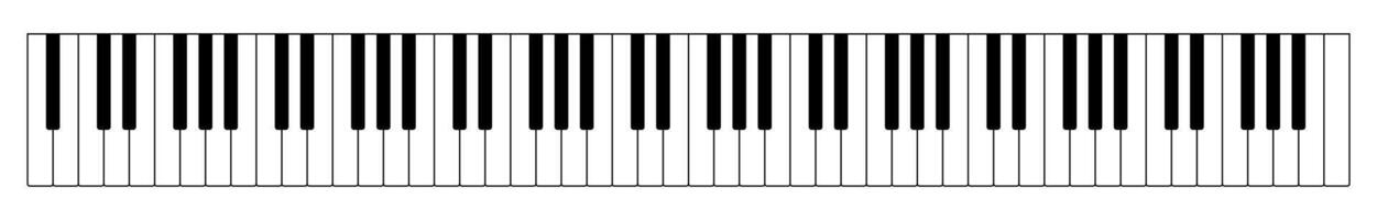 grand piano keyboard, illustration of musical keyboard layout with black and white keys, isolated on white background vector