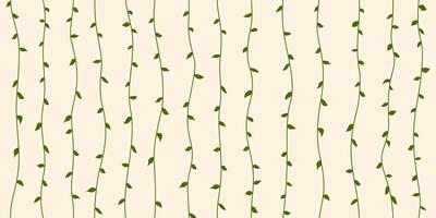 Green leaf pattern, seamless botanical print, vine background, endless repeating tile vector