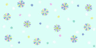 Seamless Pattern of Hand Drawn Multi Color Flowers on Light Color Background vector