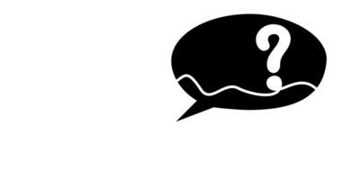 Black speech bubble of confused thoughts with question mark. Psychological concept of problem solving. Continuous tangled line. vector