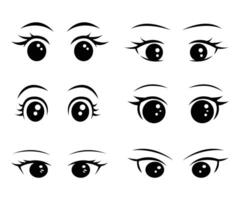 Anime eyes cartoon for element, facial expression, face and emotion vector