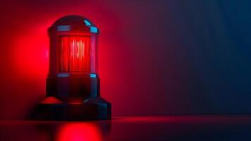 A red light is shining on a black surface photo