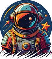 astronaut in space with a planet in the background. vector