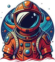 astronaut in space with a planet clipart vector