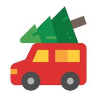 pine tree with car icon vector