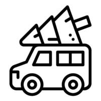 pine tree with car line icon vector