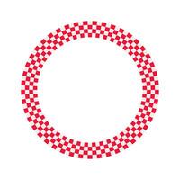 Circle race flag. Checker board geometric pattern. Red Round race frame. illustration vector