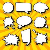 Comic speech bubble. Comic text frame with pop art dot effect. Form chat balloons for dialogue vector