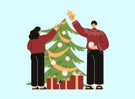 Decorating a Christmass Tree Illustration vector