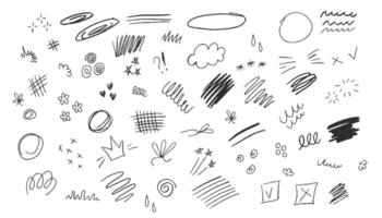 Hand drawn scribbles. Set of doodle elements. illustration. vector