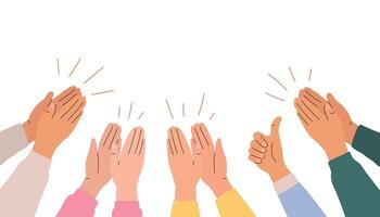 Group of people hands clapping. People applaud. illustration in flat style. vector
