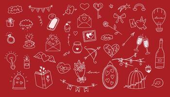 Valentine doodle set. Hand drawn illustration. vector