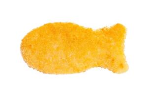 Fish fingers or fish sticks isolated on white background. top view photo