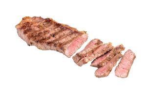 Grilled Tri Tip Steak from Black Angus beef meat isolated on white background photo