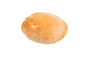 Fresh pita bread close up isolated on white background. top view photo