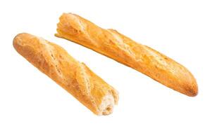 French bread baguette isolated on white background. top view photo