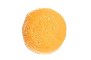 Fresh hamburger buns isolated on white background. top view photo