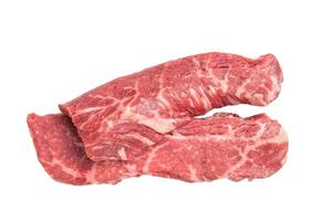 Raw Tri Tip Steak from Black Angus beef meat isolated on white background photo