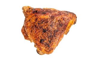 Roast chicken thigh with spices and herb isolated on white background. top view photo