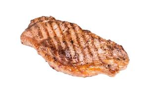 Grilled Striploin steak, New York strip beef meat steak isolated on white background photo