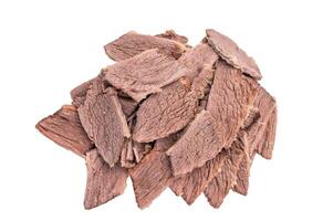 Corned Boiled and sliced beef meat isolated on white background photo