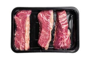 Raw Tri Tip Steak from Black Angus beef meat isolated on white background photo